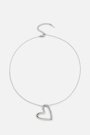 Silver-tone open heart necklace, view 3 of 7