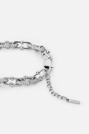 Silver-tone chunky textured oval link bracelet, view 3 of 4