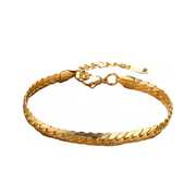 Gold-tone flat curb chain bracelet with extender