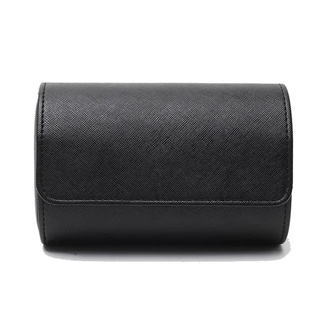 Closed black textured two-watch roll