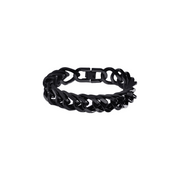 Black double curb chain bracelet with fold-over clasp