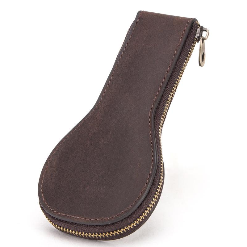 Closed brown zip pouch