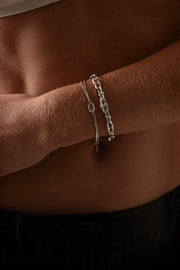 Silver-tone fine chain bracelet with a knot, view 2 of 5