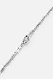 Silver-tone fine chain bracelet with a knot, view 3 of 5