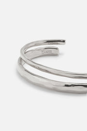 Silver-tone double band cuff bracelet, view 3 of 9