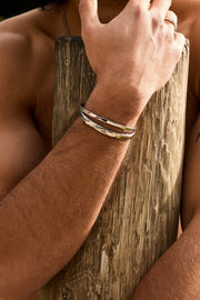 Silver-tone double band cuff bracelet, view 8 of 9