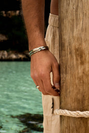 Silver-tone double band cuff bracelet, view 2 of 9