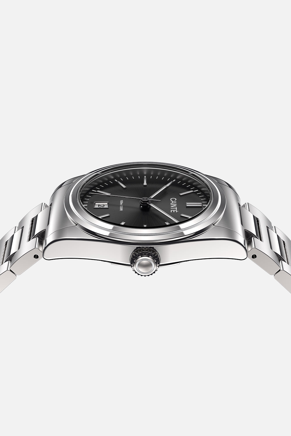 Front view at wrist height showing the case and bracelet