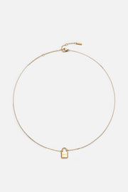 Gold-tone padlock pendant necklace, view 3 of 6