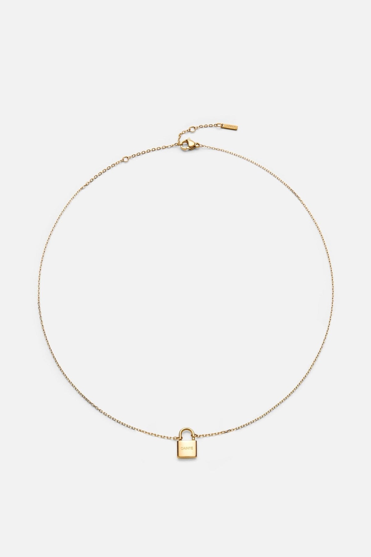 Gold-tone padlock pendant necklace, view 3 of 6