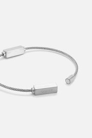 Silver-tone cable bracelet with brushed bars, view 3 of 4