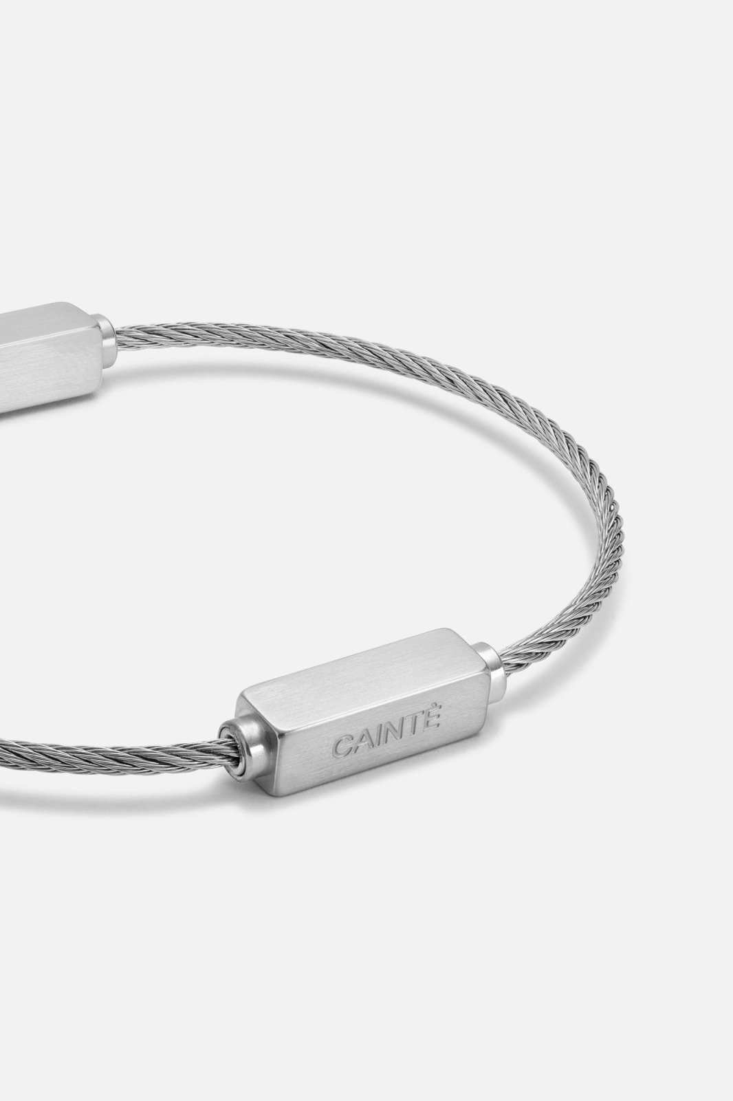 Silver-tone cable bracelet with brushed bars, view 4 of 4