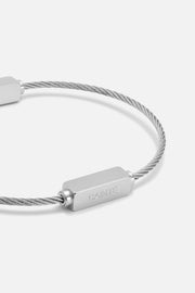 Silver-tone cable bracelet with polished bars, view 3 of 6