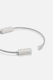 Silver-tone cable bracelet with polished bars, view 5 of 6