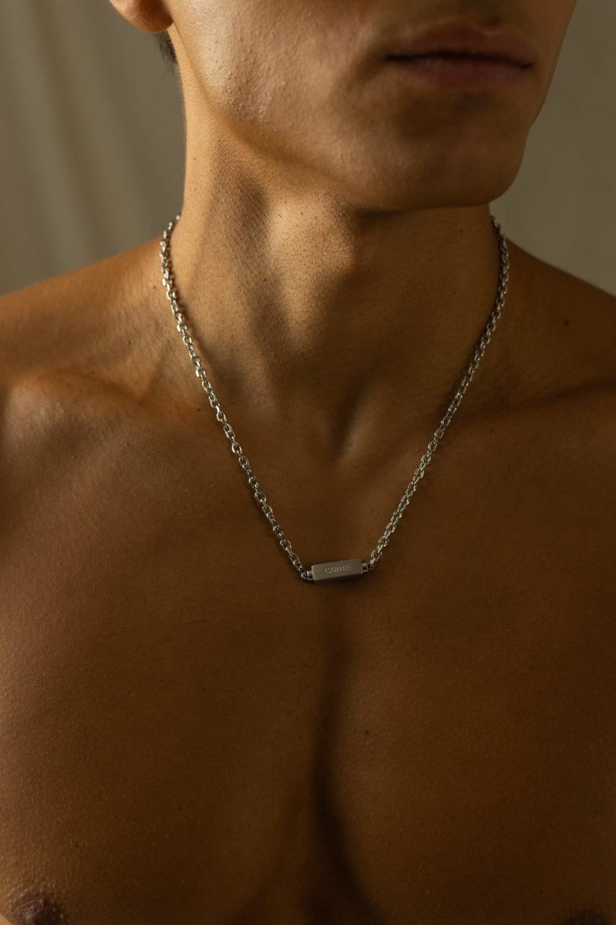 Silver-tone chain necklace with a brushed bar, view 2 of 6