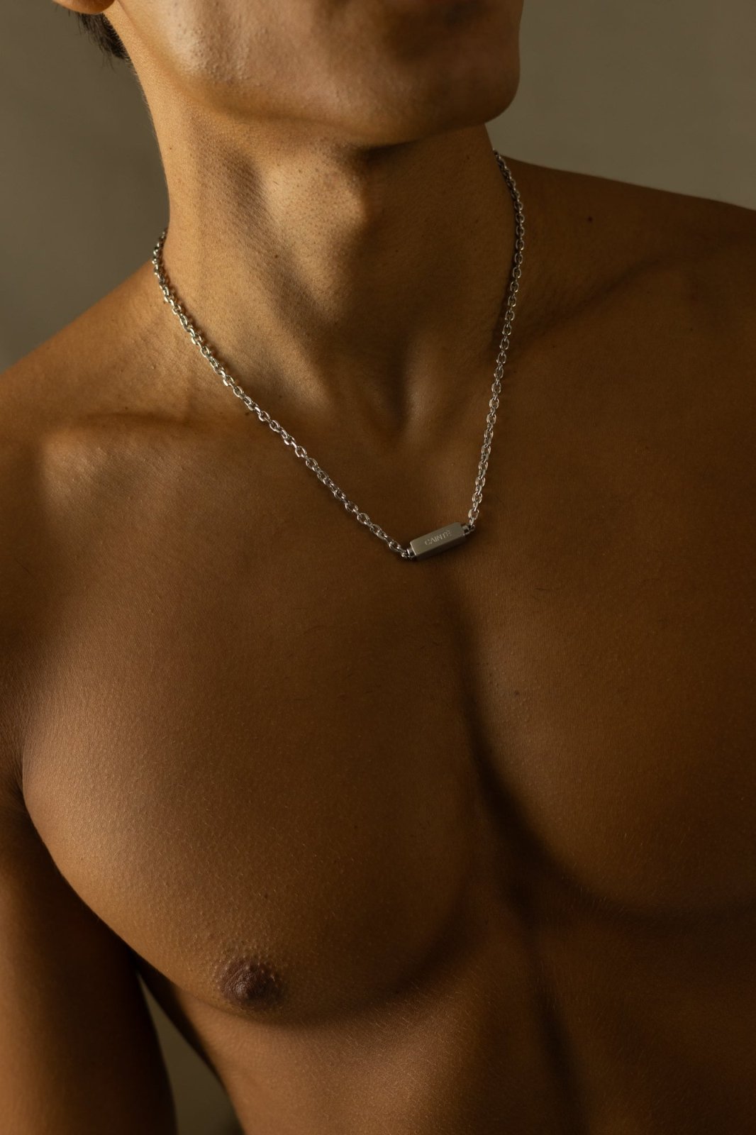 Silver-tone chain necklace with a polished bar, view 4 of 5
