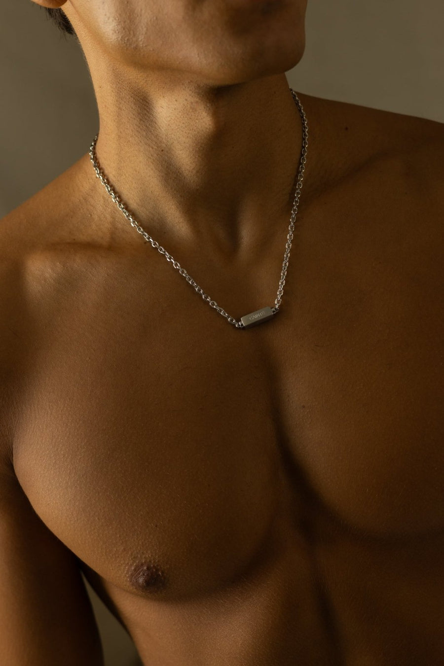 Silver-tone chain necklace with a polished bar, view 2 of 5