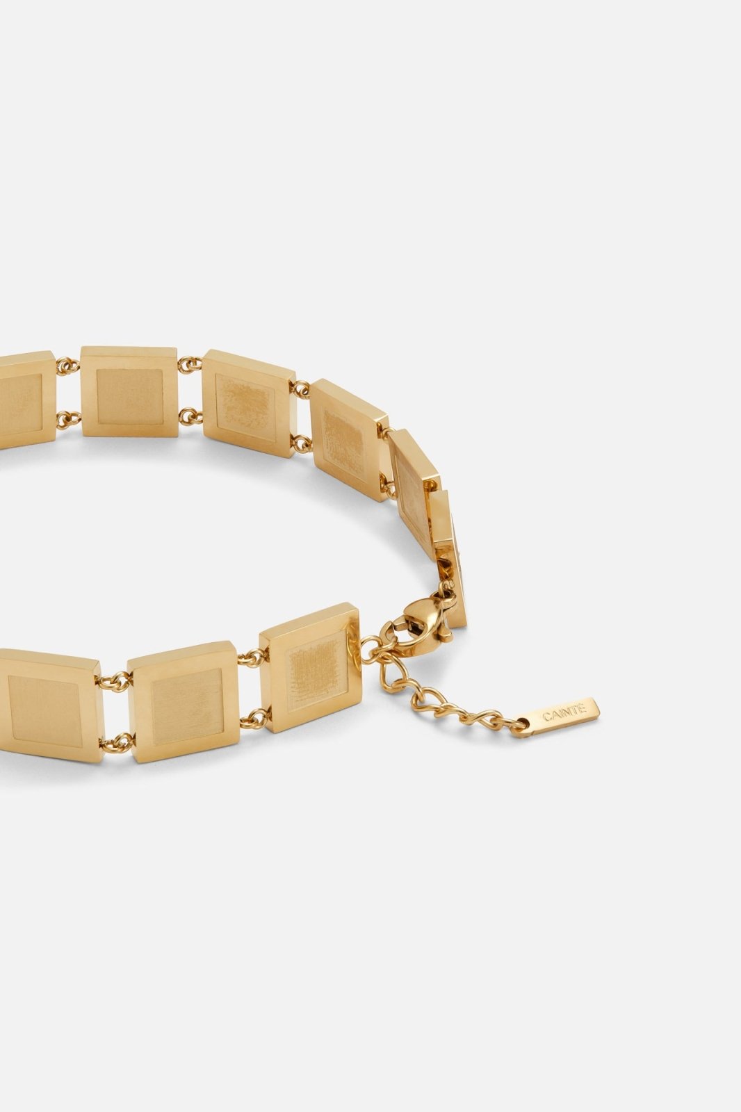 Gold-tone square plate link bracelet, view 5 of 5