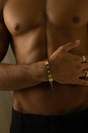Gold-tone square plate link bracelet, view 2 of 5