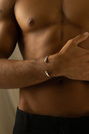 Silver-tone narrow polished cuff, view 5 of 8