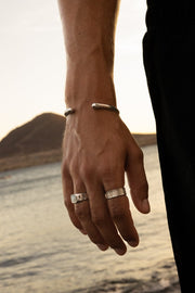 Silver-tone narrow polished cuff, view 6 of 8