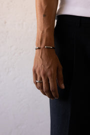 Silver-tone narrow matte cuff, view 2 of 6