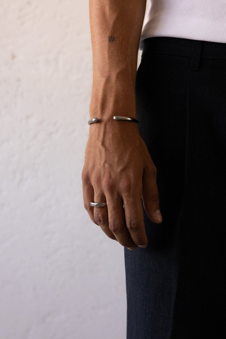 Silver-tone narrow matte cuff, view 2 of 6