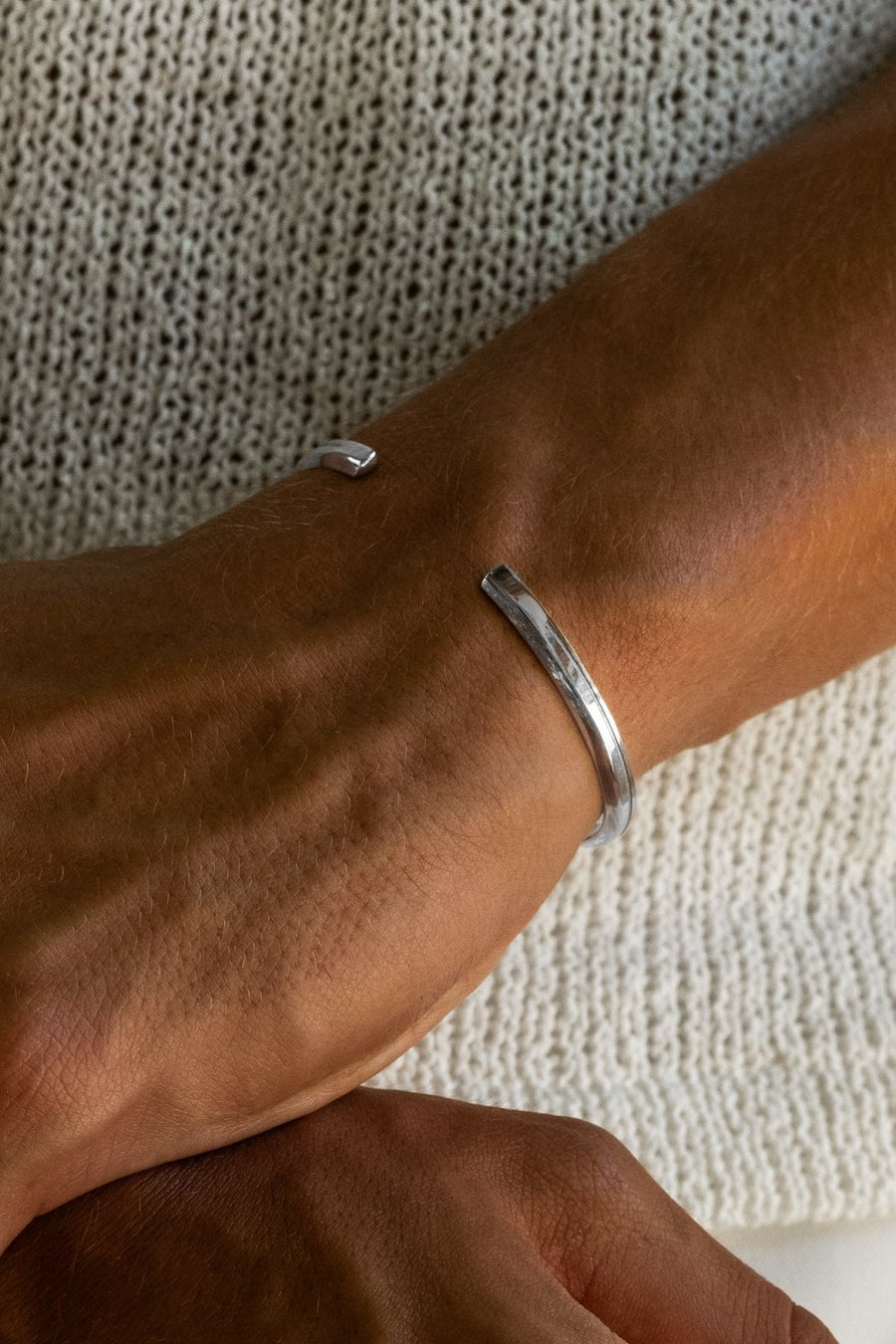 Silver-tone thin flat cuff, view 2 of 4