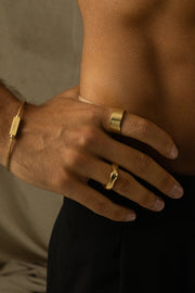Wide gold-tone band ring, view 6 of 7