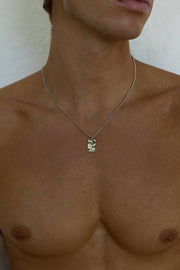 Silver-tone textured tag pendant necklace, view 6 of 6