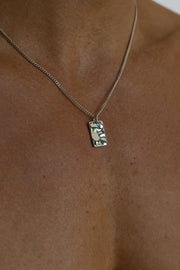 Silver-tone textured tag pendant necklace, view 4 of 6