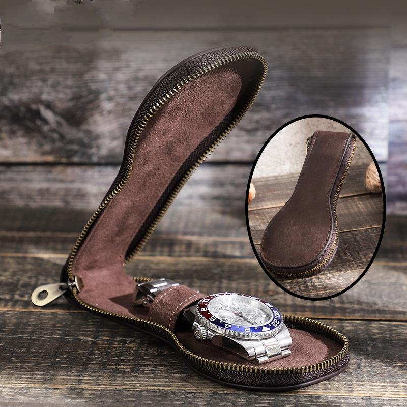Open pouch on wood with a lining detail