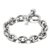 Silver-tone oval link bracelet with bolt toggle clasp