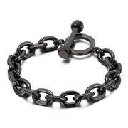 Black oval link bracelet with bolt toggle clasp