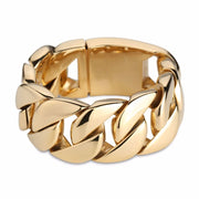 Gold-tone heavy curb bracelet, side view