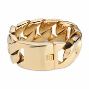 Gold-tone heavy curb link bracelet with box clasp