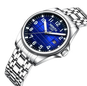Blue grid dial at an angle