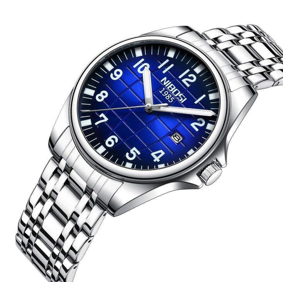 Blue grid dial at an angle