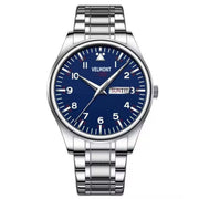 Steel watch with blue dial
