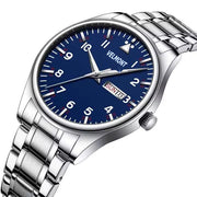 Blue dial watch at an angle