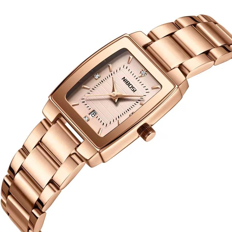 Rose gold-tone watch at an angle