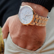 Two-tone watch on the wrist