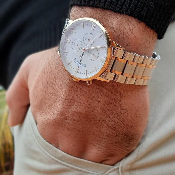 Two-tone watch on the wrist