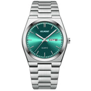 Steel watch with green dial
