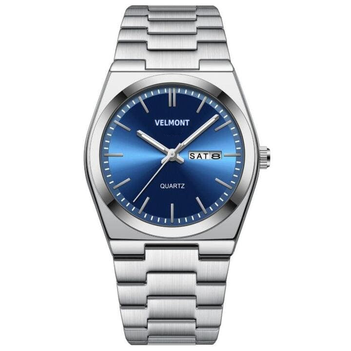 Steel watch with blue dial