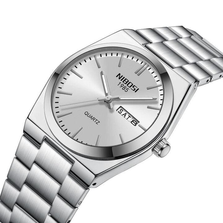 Silver dial at an angle