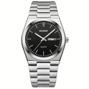 Steel watch with black dial