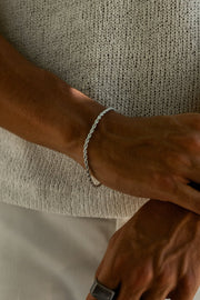 Silver-tone 3 mm rope chain bracelet, view 4 of 4