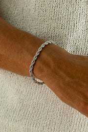 Silver-tone 5 mm rope chain bracelet, view 4 of 4