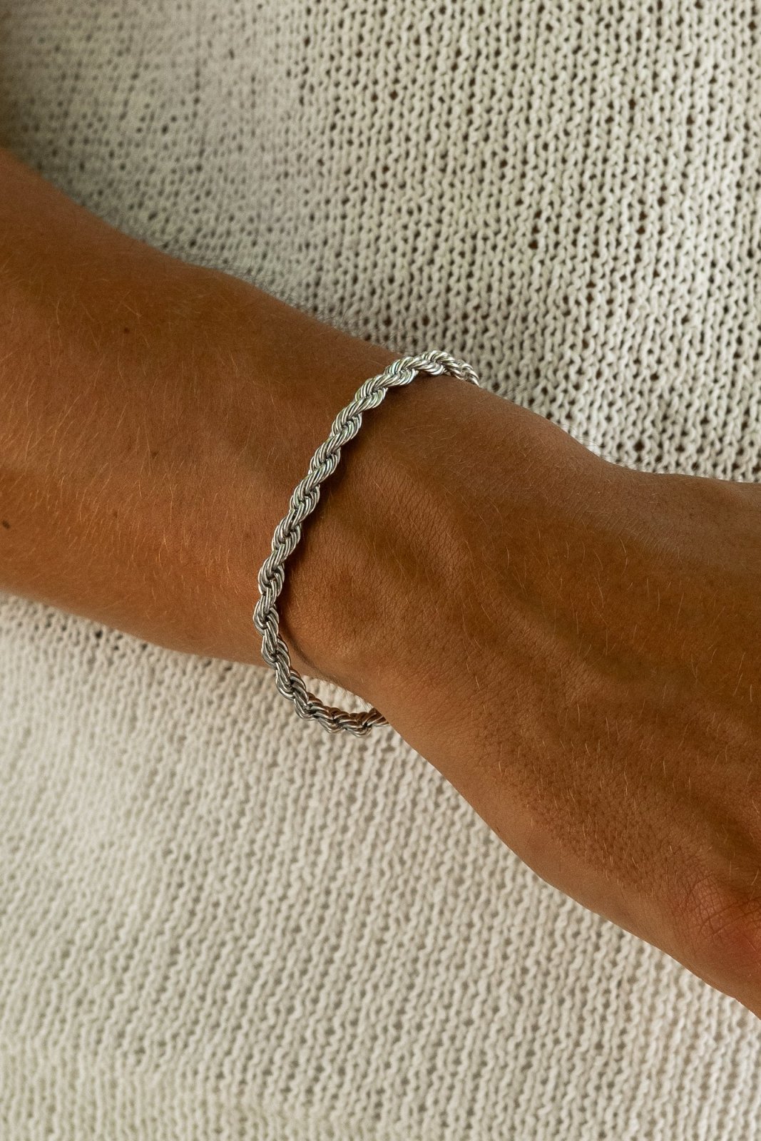 Silver-tone 5 mm rope chain bracelet, view 4 of 4
